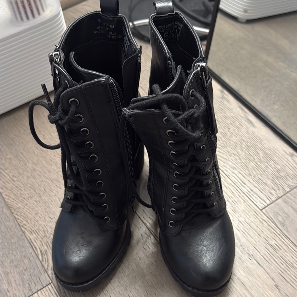 Black Lace-Up Ankle Boots